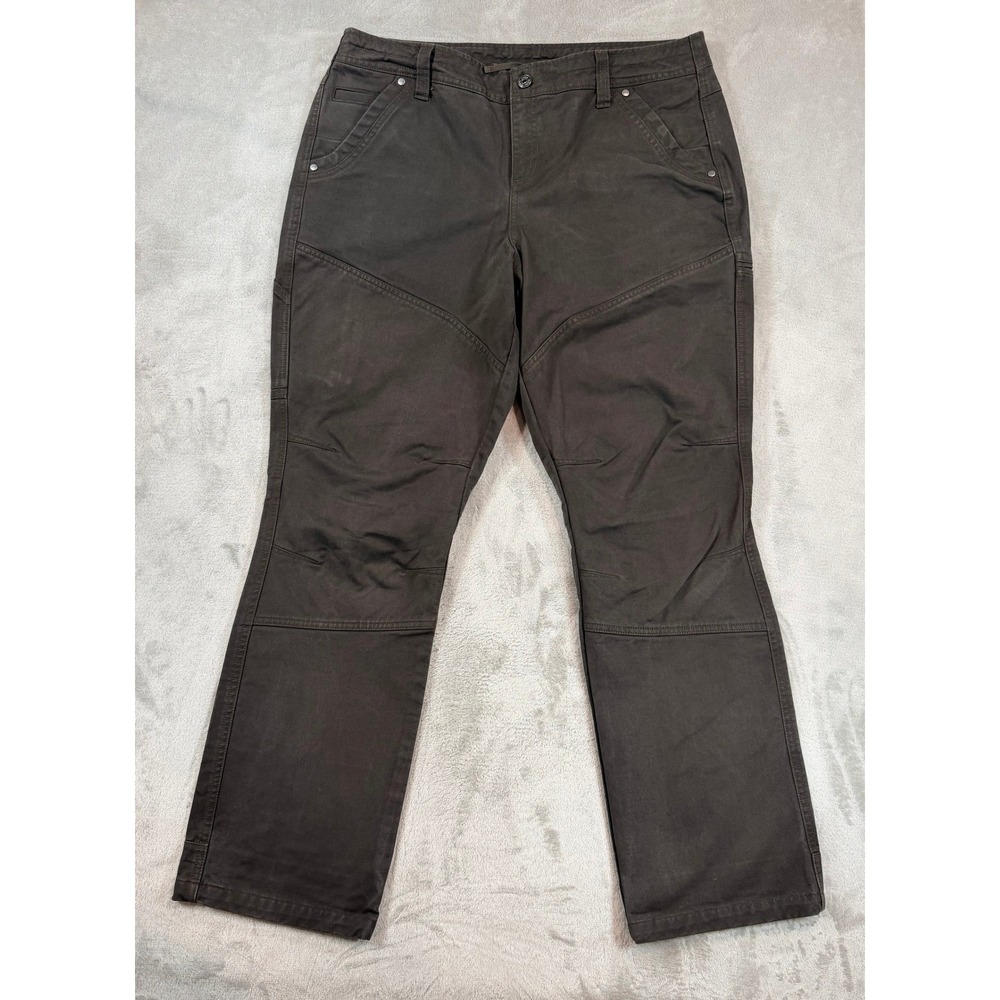 Kuhl Womens Rydr Straight Leg Utility Hiking Canvas Pants Gray Size 14 Short